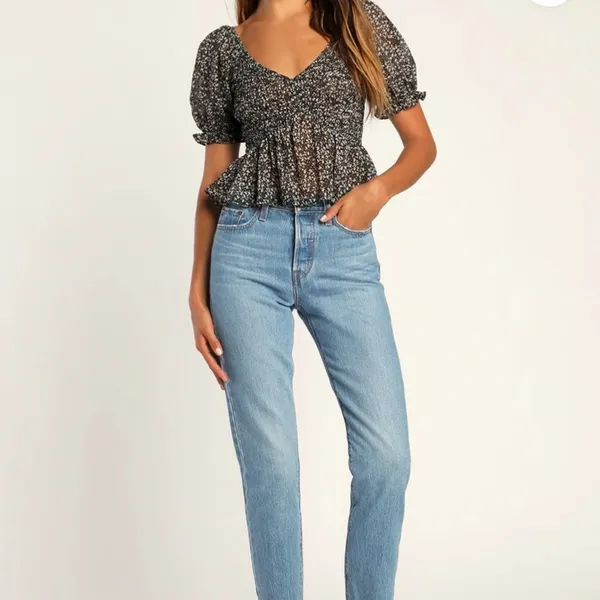 Lulus‎ New Blossoms Smocked Puff Sleeve Blouse - Image 3