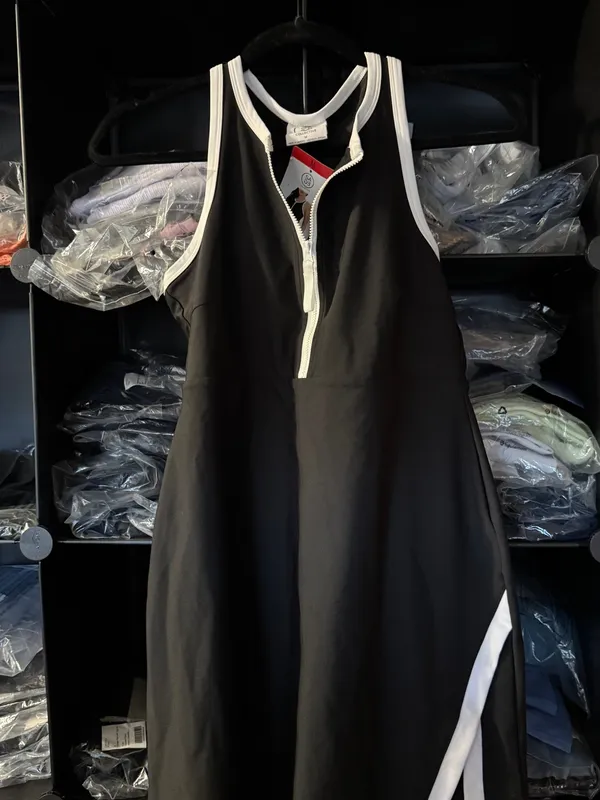 SA-E3 Collective Black Racerback Tank Dress with White Trim - Image 9