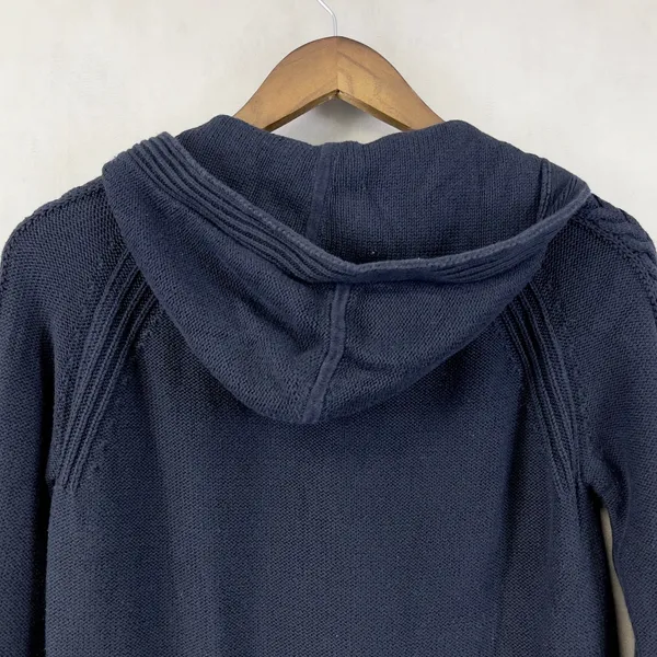 Eddie Bauer Hooded Sweater‎ Women Small Cotton Cable Knit Minimal Preppy Granola - Image 4