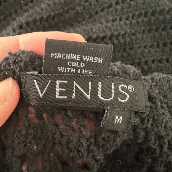 Venus Crochet Sweater Midi Tank Dress Medium Black Boho Grunge‎ Emo Silk Blend - Image 7