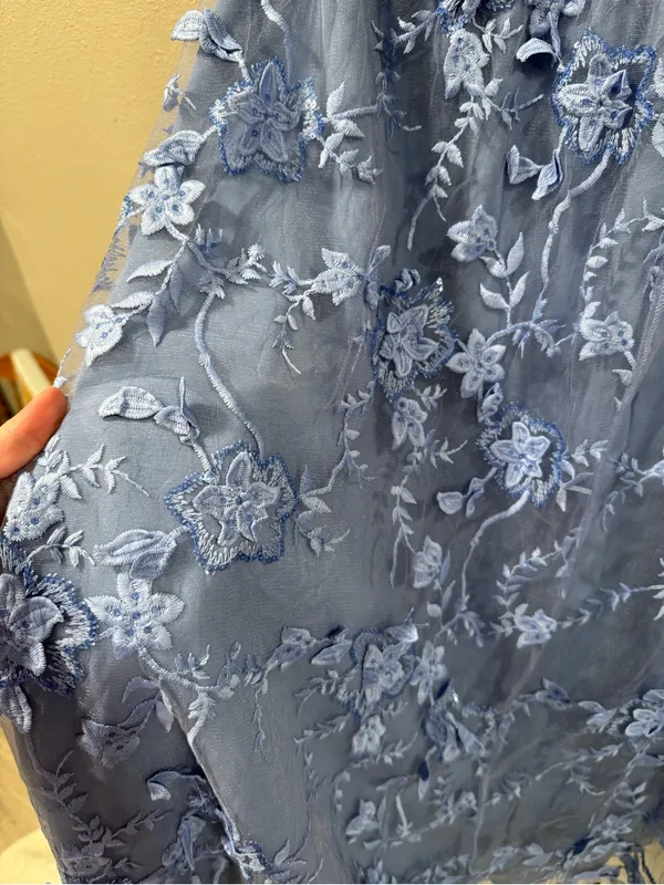 NWT Bloomchic Floral Embroidered Patchwork Mesh Dress in Blue - Image 7