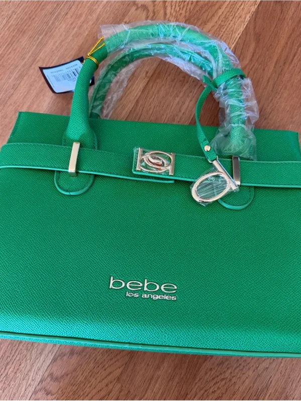 bebe Green Structured Satchel with Gold Hardware - Image 5