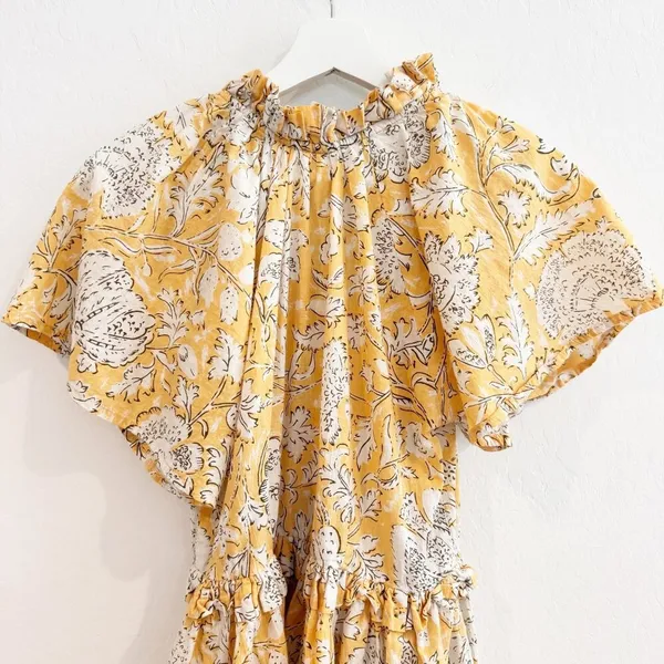 Dress Size Small Yellow Floral V Neck Ruffle Flowy‎ Summer Pocket Festival Boho - Image 8