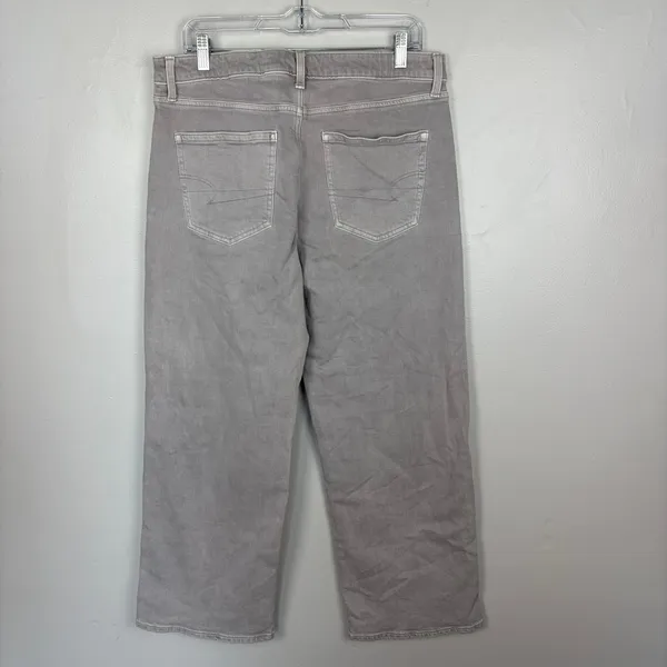 American Eagle Stretch Stovepipe Jeans High-Waisted‎ Grey Colored Denim Size 10 - Image 7