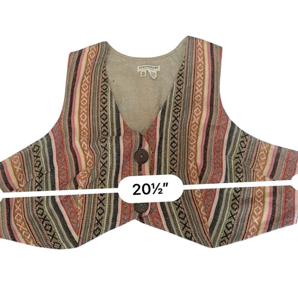 Earthbound Trading Co Woven Striped Cropped Boho Hippie Vest Women's XL - Image 5