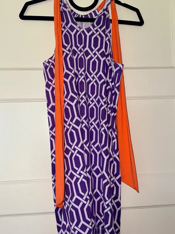 Mud Pie Clemson Purple and Orange Game-day Halter Dress with Tie Back - Image 3