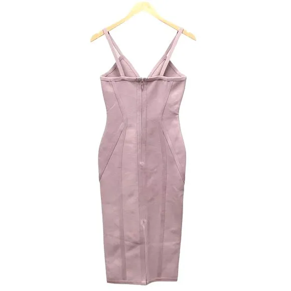 ASOS NWT The Girlcode Bandage V Neck Bodycon Midi Dress Lilac Mauve Women’s Size 6 - Image 2