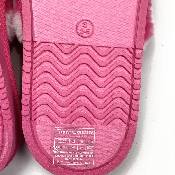 Juicy Couture Eldoris 2 Faux Fur Open Toe Slip On Slippers Small NEW! - Image 7