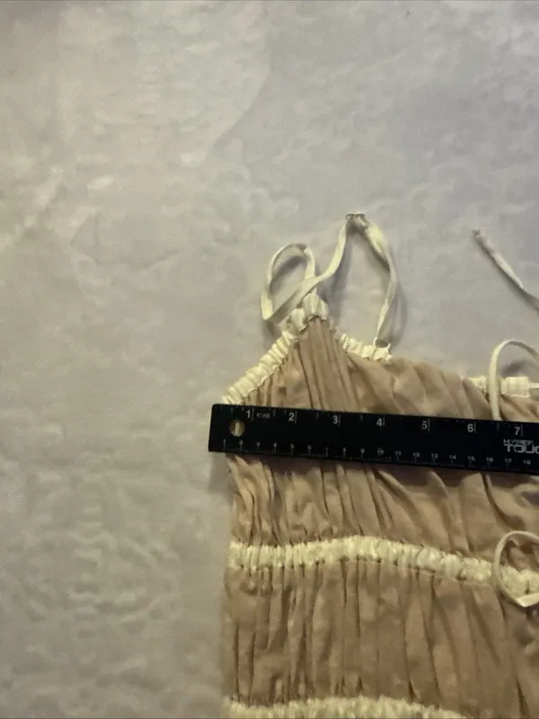 ASOS Topshop Crinkle Smocked Mini Dress with Tie Straps SIZE 10 - Image 9