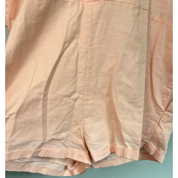 Princess Polly Pink Linen Cotton Blend Short Sleeve Button Front Romper‎ Size 0 - Image 3