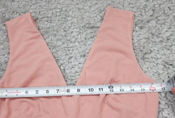 READ Birdy Grey Shamin V-Neck Crepe Bridesmaid Dress Pink Rose Quartz Large Slit - Image 6