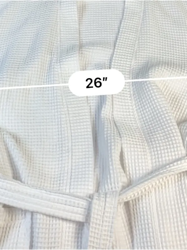 Monarch White Waffle Weave Spa Robe Unisex One Size Belted Hotel Resort Cotton - Image 9