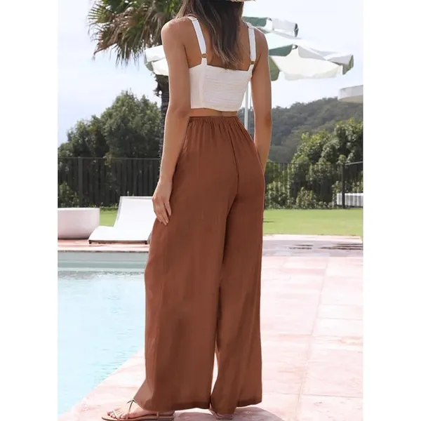 NWT ~ Women's Rust Flowy Palazzo Pants ~ Pockets & Wide Leg ~ Plus Size 2X - Image 3