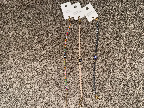 Evil Eye Seed Bead Bracelet Set of 3 - Image 3