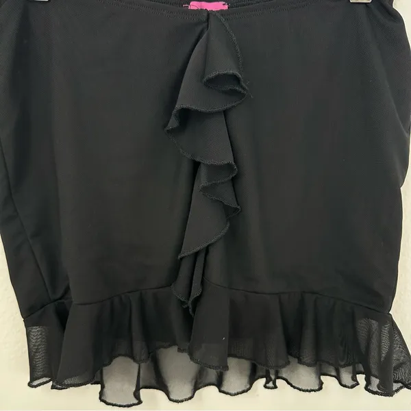 Edikted Black Ruffle Mini Skirt Y2K Sheer Hem - Image 2
