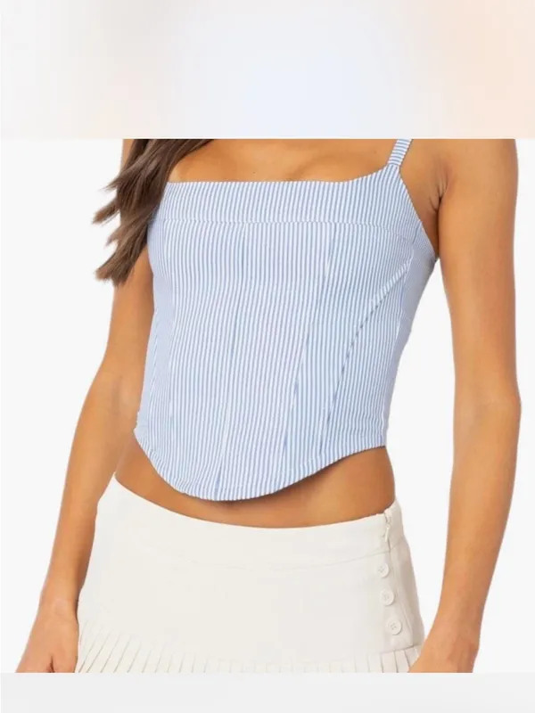 edikted blue striped corset tank XS - Image 3