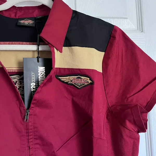 Harley-Davidson 120th Anniversary Women’s Zip Up Garage Shirt NWT XL - Image 4