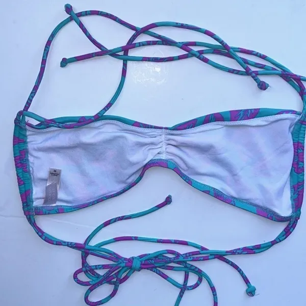 NWOT Victoria’s Secret Teal Hawaiian Purple Tropical Strappy Halter Bikini Top M - Image 7