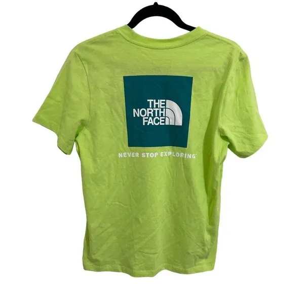 NEW The North Face Tee Size M Womens Short Sleeve Green Tshirt Logo Spellout Top - Image 2