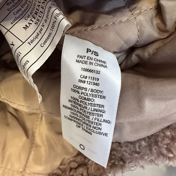 Garage Jacket Teddy Coat Womens Size Small Taupe‎ Beige Cropped Zip Up Jacket - Image 6