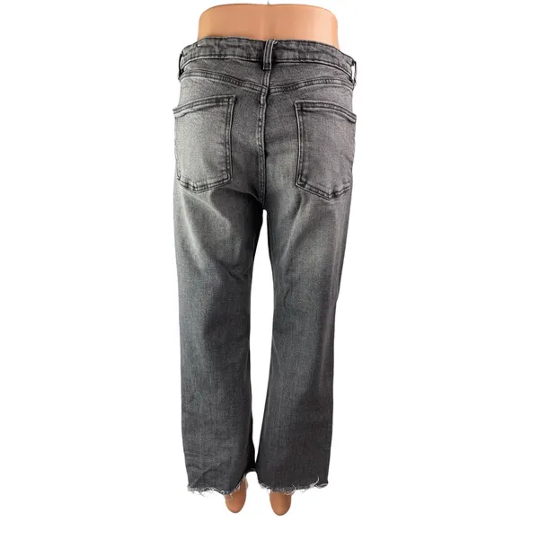 Zara Women's Gray High Waisted Frayed Raw Hem Flared Bootcut Denim Jeans Pants 8 - Image 2