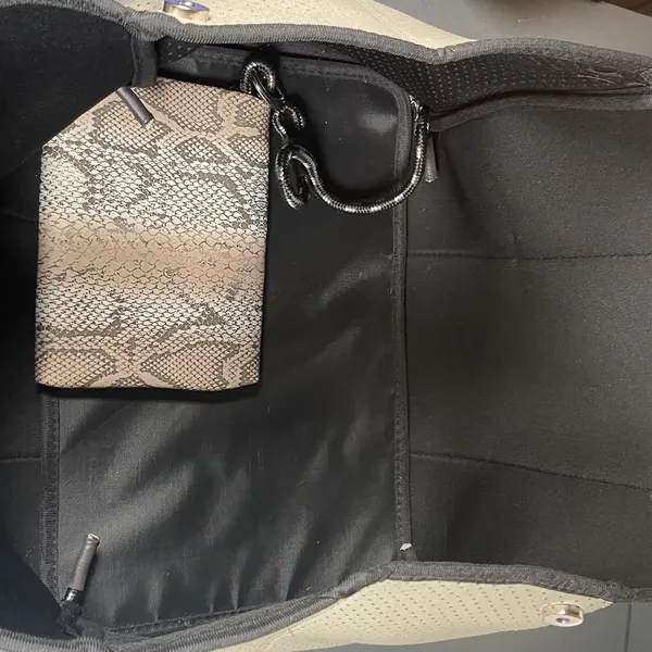 Large Neoprene Snakeskin Tote Bag with Matching Wristlet 14x9.5x11 - Image 3