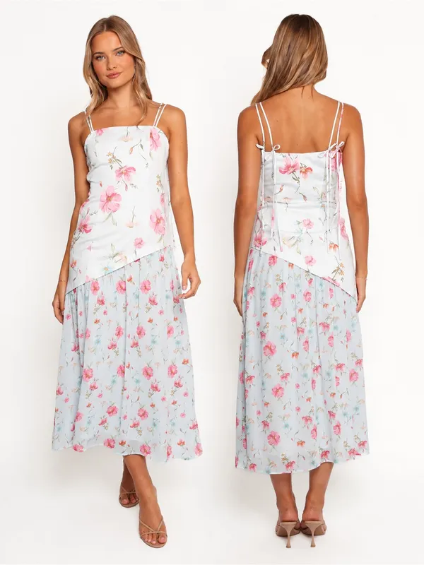 Petal & Pup Light Blue Floral Maxi Dress with‎ Pink Blooms Size 8 NWT - Image 2