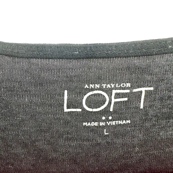 LOFT Size Large Blouse Black 3/4 Sleeve Faux Wrap‎ V Neck Lightweight Casual - Image 3