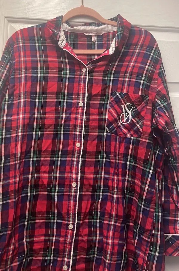 Victoria’s Secret plaid oversized sleep shirt - Image 2