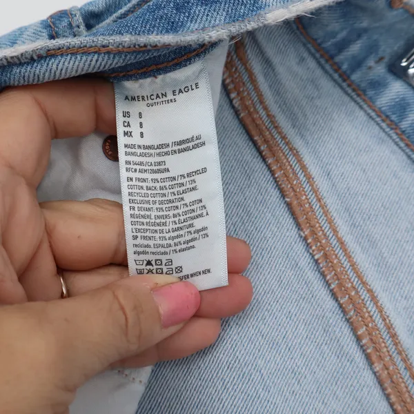 American Eagle Jean Shorts Womens 8 Strigid Mom Light Blue Cuffed Excellent - Image 3