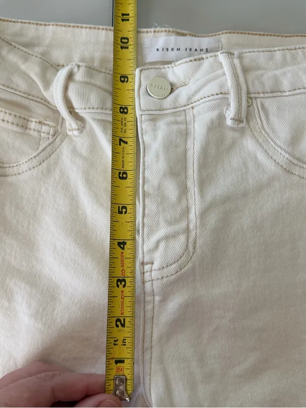 Risen White Mid Rise Straight Crop Ankle Jeans Size 5 (27) Stretch Denim - Image 10