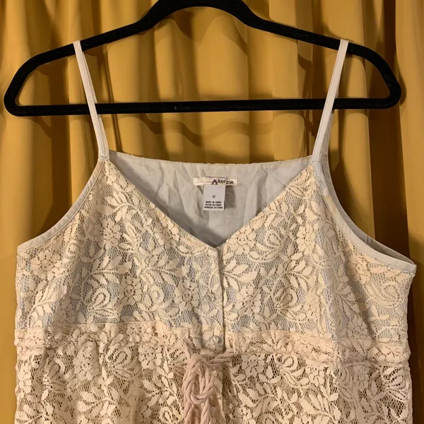 Sheer Floral Button Down Sweet n Flirty Tank Blue Size 12 - Image 7