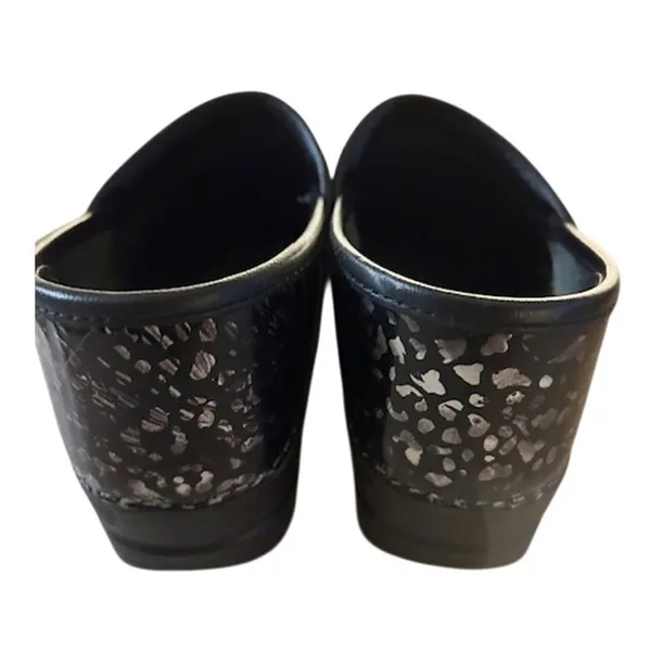 Dansko Black Silver Leopard Patent Leather Clogs Women's EU 38 US 7.5 Comfort - Image 4