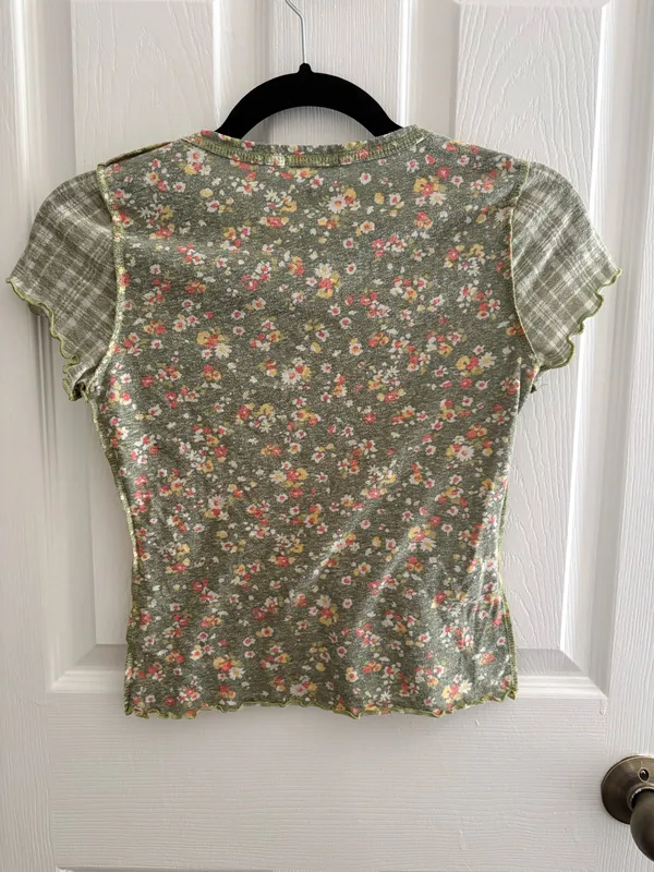 Green and Pink Floral Baby T - Image 2