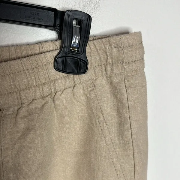 J. Crew Wide-leg seaside textured drawstring pant in linen beige hue size M tall - Image 8
