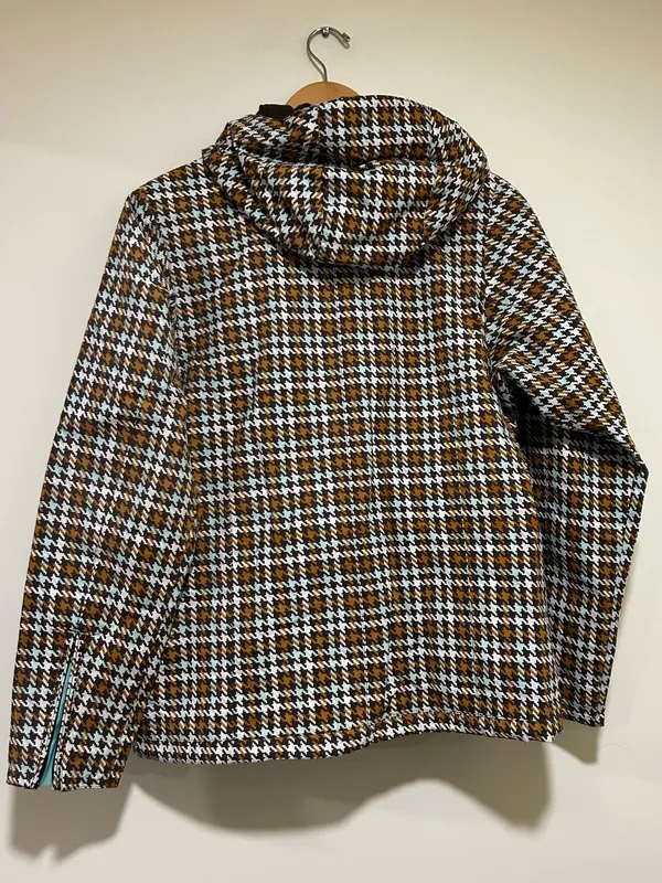 Burton Womens Vintage Houndstooth Plaid Snowboard Ski Jacket Blue Brown Medium - Image 6