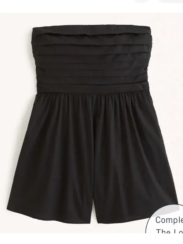 Abercrombie & Fitch Emerson Ruched Strapless Romper Size Large Black - Image 2