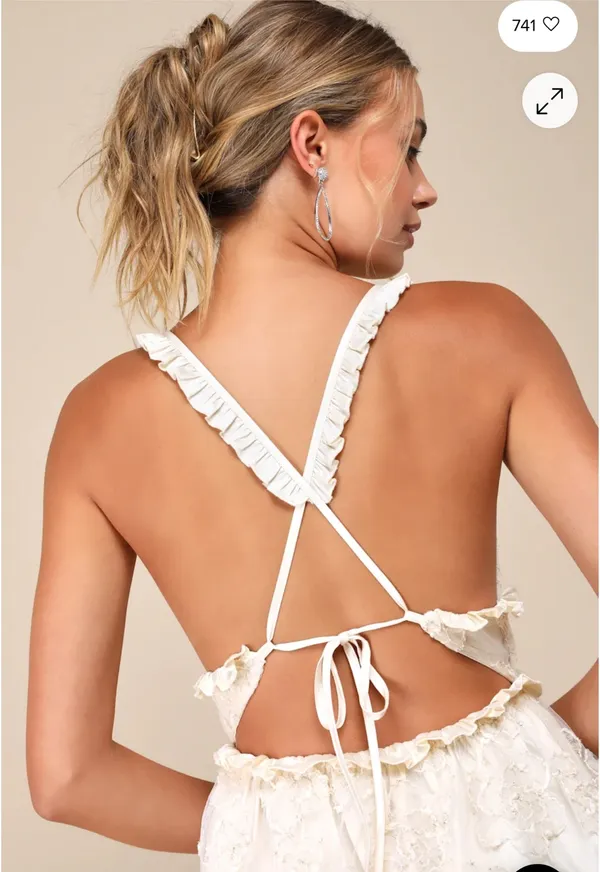 Lulus Cream ruffle dress - Image 2