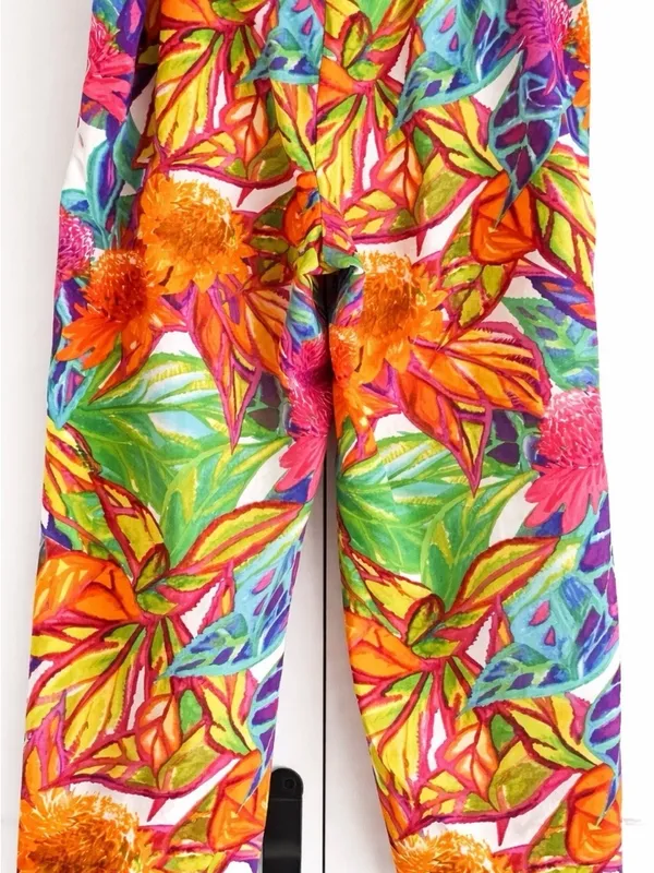 Lauren Ralph Lauren Womens Palazzo Pants 1X Tropical Floral Wide Leg Resort - Image 3