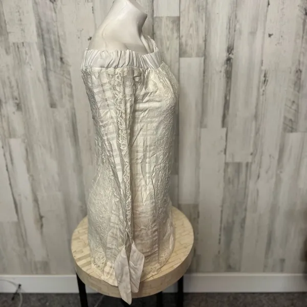 Charlotte Russe Lace Off Shoulder Mini Dress Womens Extra Small White Tie Cuffs - Image 4