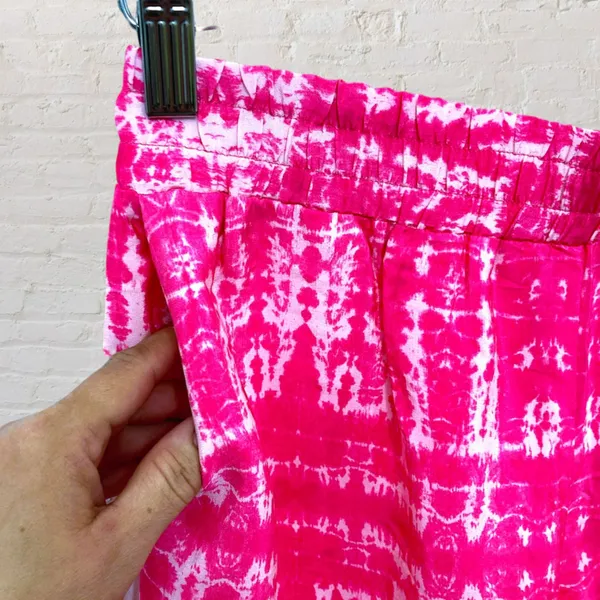 Amanda Uprichard Pink Silk Tie-Dye Wide Leg Pants M Like New - Image 7