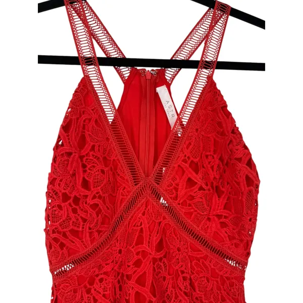 NWT ASTR the Label Lattice Inset Sleeveless Lace Fit & Flare Mini Dress Sz Small - Image 6