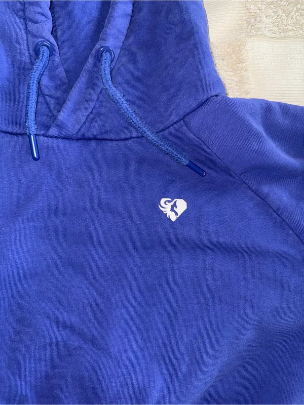 Cobalt Blue Women’s Best‎ Cropped Hoodie with Heart Logo size S - Image 2