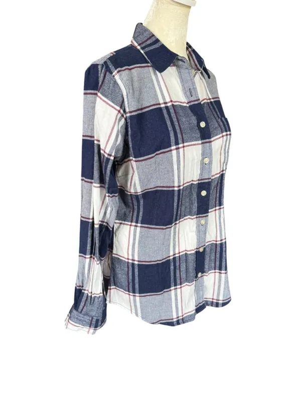 Weatherproof Vintage stretch blue and white long sleeve collared button down shirt S - Image 2