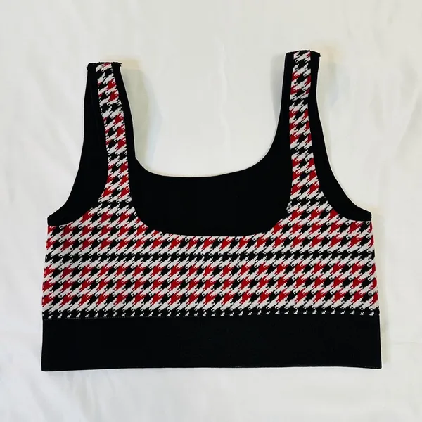 Fabletics Camryn Houndstooth Seamless Bra - Red/Green/Black - XS - Image 5