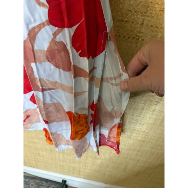 Maeve Anthropologie Floral Smocked Waist Midi Dress Red Orange White Size L‎ - Image 6
