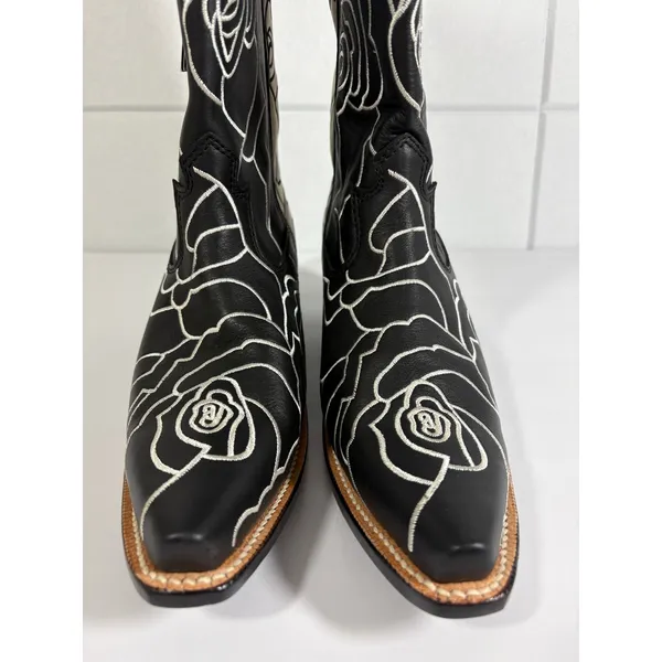 Olivia Bennett Twisted X Women Black Cream Rose Floral Western Boots WSO0026 8 B - Image 11