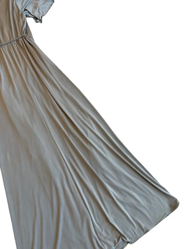 Two Birds Grey Faux Wrap Maxi Dress Flutter Sleeve Long Surplice Medium Women's - Image 11