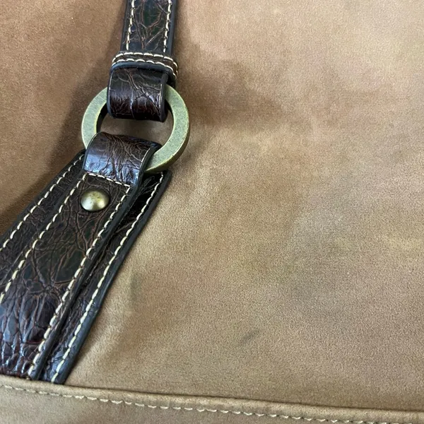 Franco Sarto Brown‎ Suede/Leather Purse With Inside Smartlyte 12.5”X15” Preowned - Image 15