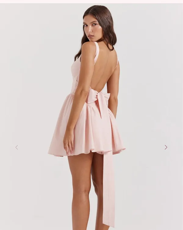House of CB Peach Florianne Soft Bow Mini Dress - Image 3